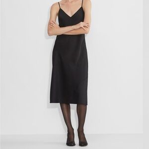 Aritzia “New Only Slip Satin Midi Dress” in Black